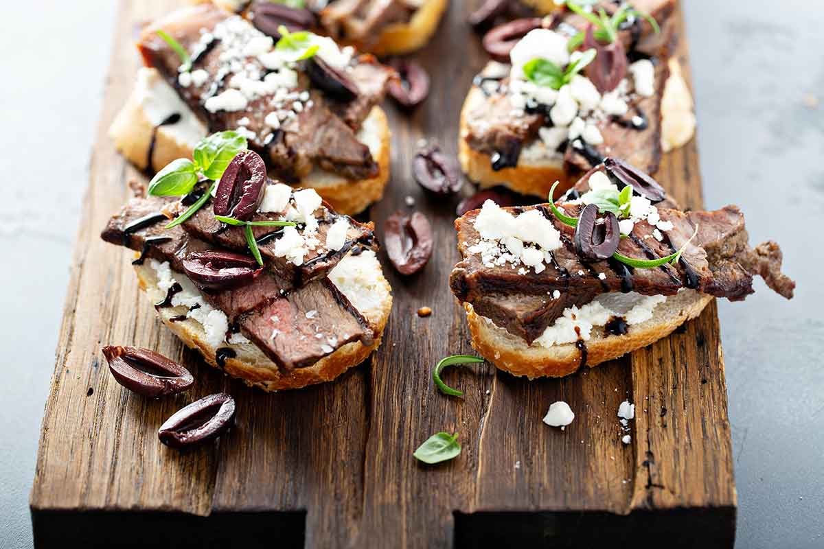 mediterranean beef with mixed olives and feta