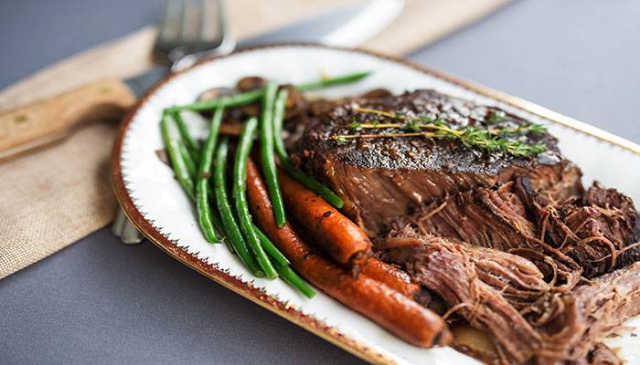 slow cooked whiskey molasses shredded beef
