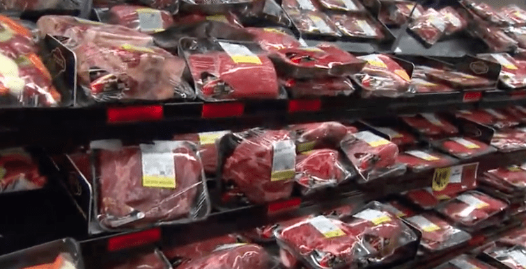meat in supermarket