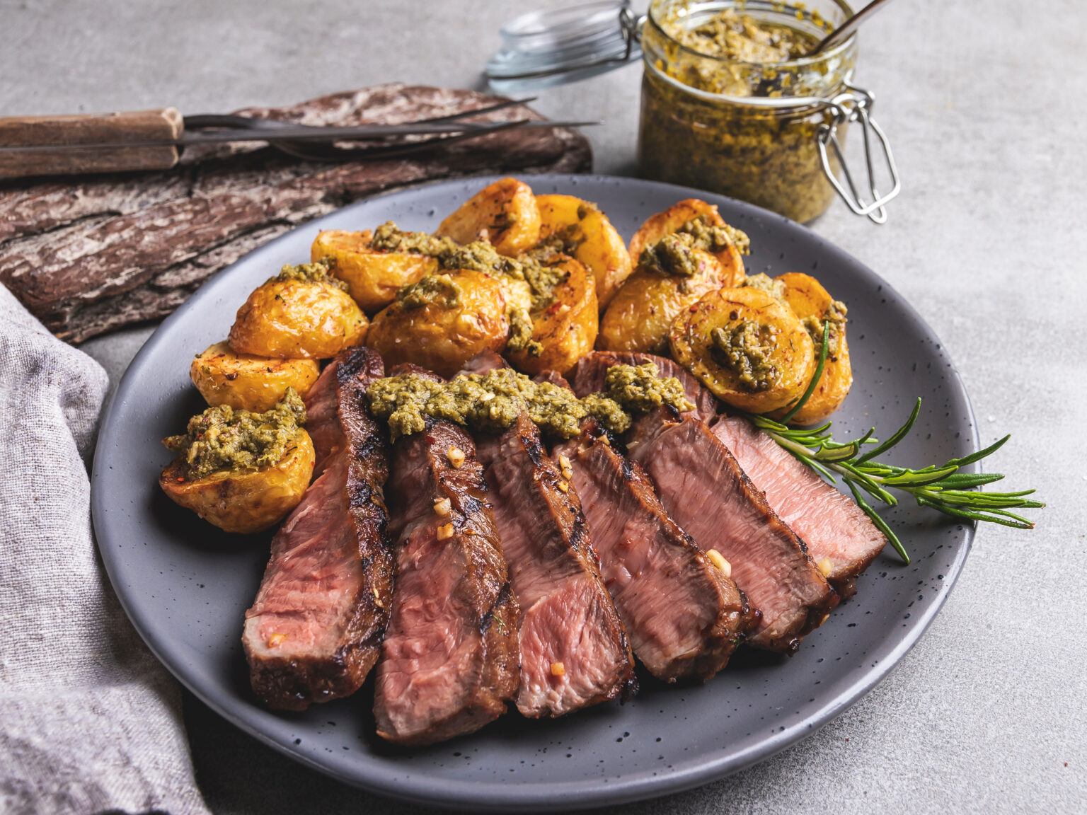 Brisket with PomegranateWalnut Sauce and Pistachio Gremolata