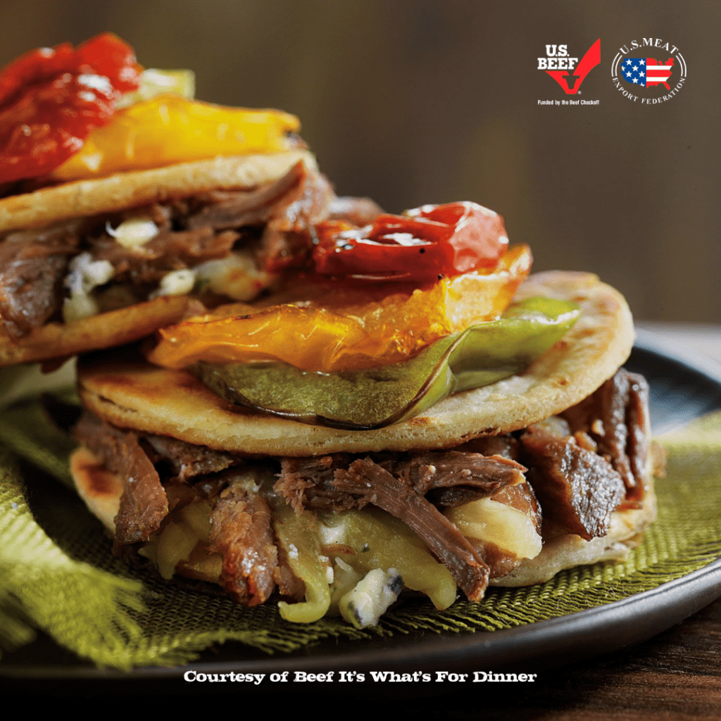 shredded beef and blue cheese quesadillas