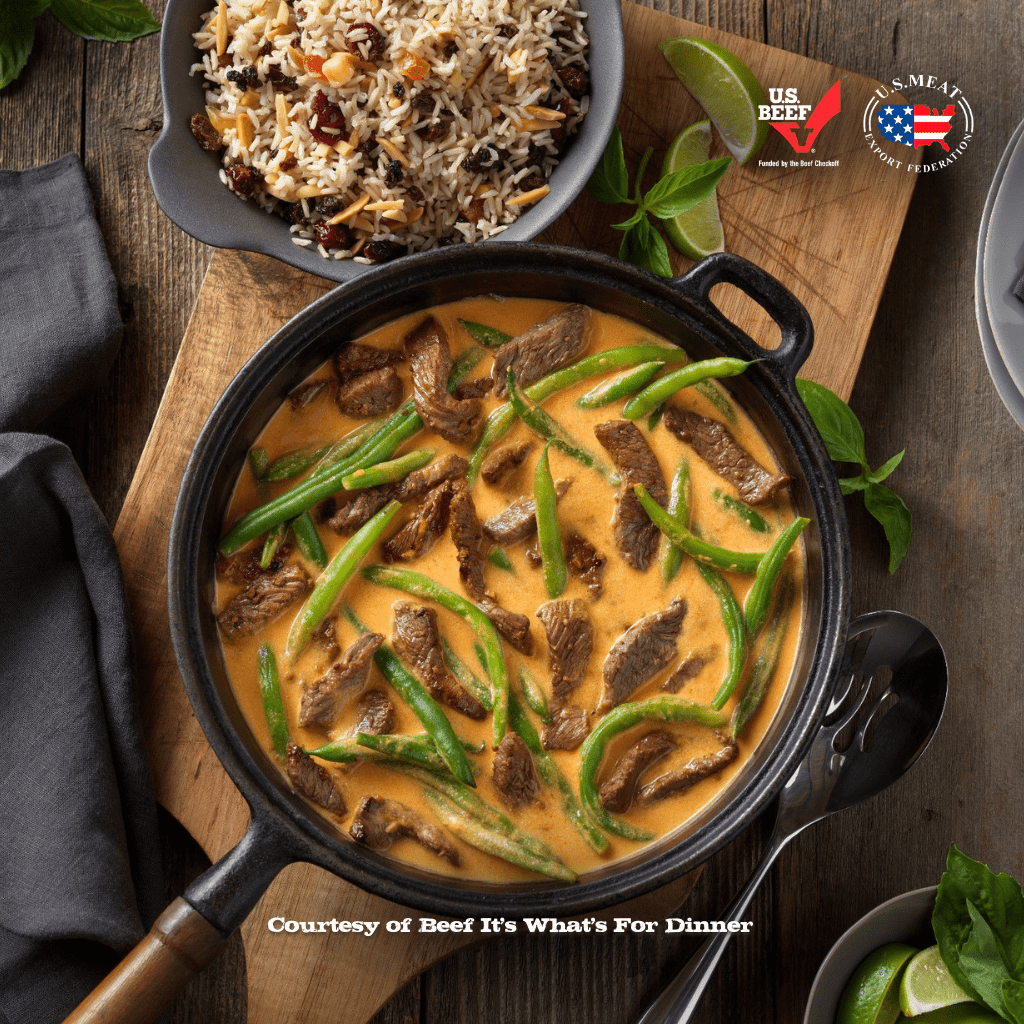Beef Curry with Fruit and Almond Rice